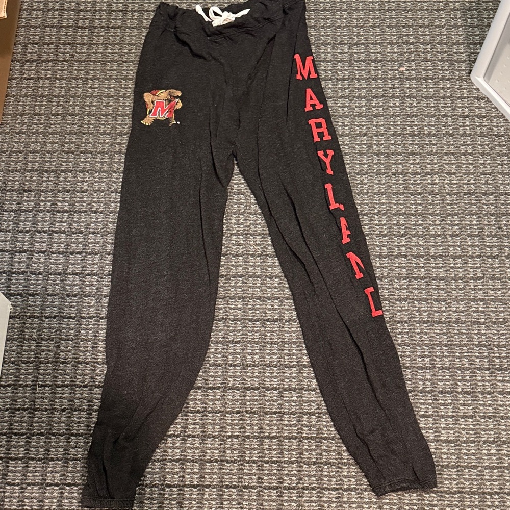 Retro Brand Maryland Black Sweatpants with Terp Logo and MD down side. Size M